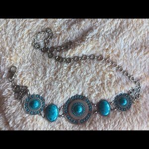 CHICO'S Faux Turquoise medallions w/chain belt